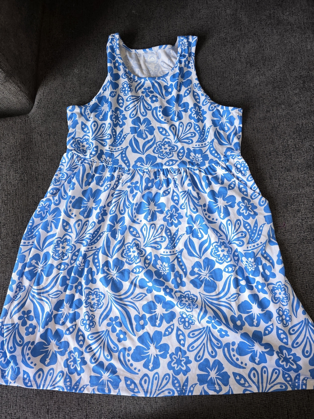 Blue and White Floral Tank Dress